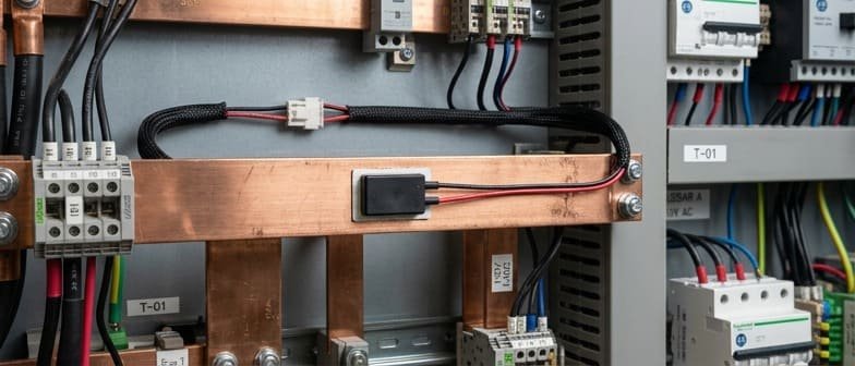 Busbar NTC temperature sensor harness with flat probe for surface mounting
