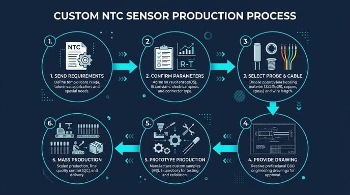 Custom NTC sensor production process flow