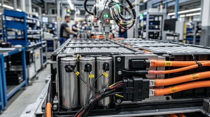 EV battery pack with multi-point NTC sensor harness