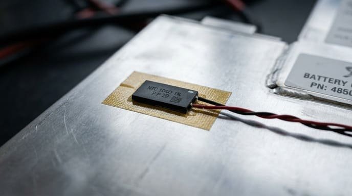 Flat adhesive NTC temperature sensor for battery cell surface