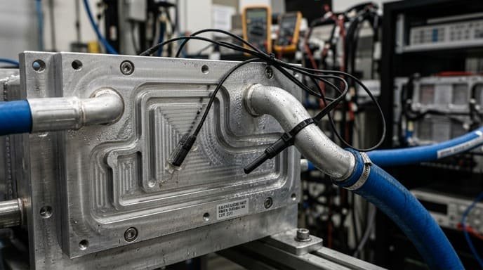 Liquid cooling plate NTC temperature sensor for ESS thermal management