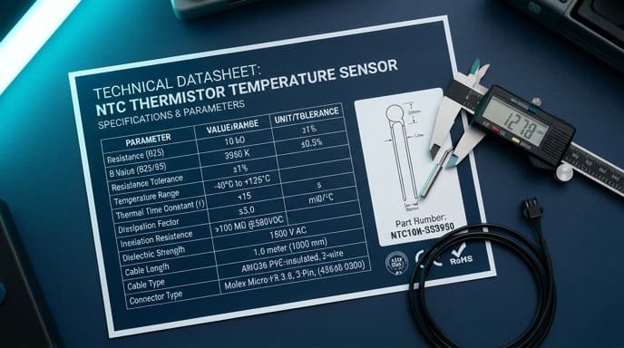 NTC temperature sensor technical specification data sheet