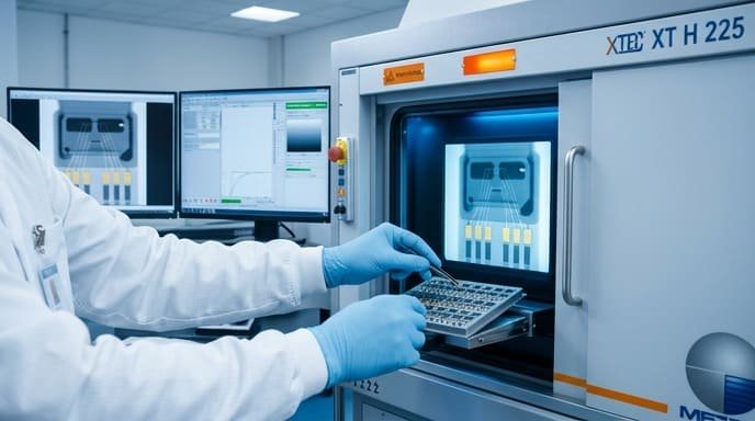 Inline X-ray inspection system for NTC thermistor internal structure verification