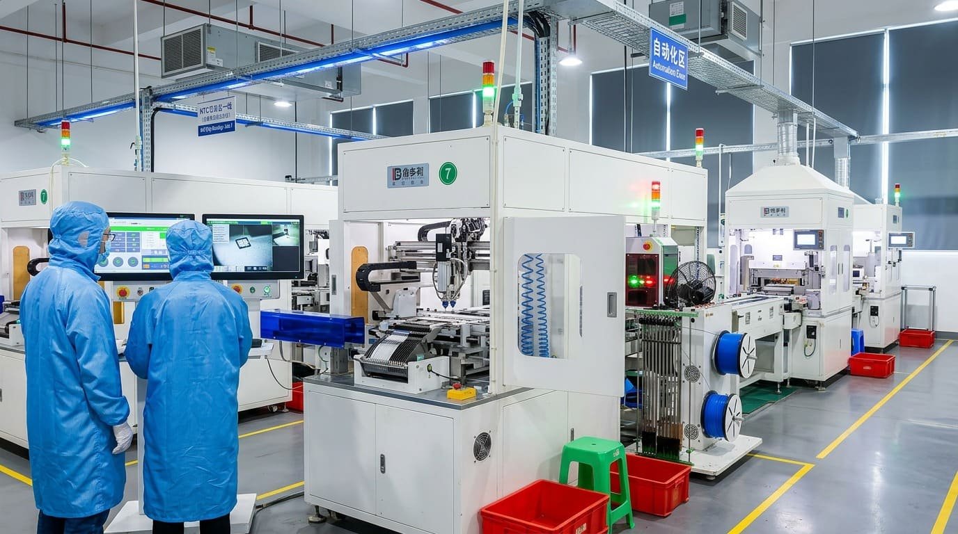 Fully automated NTC chip bonding production line with robotic precision welding